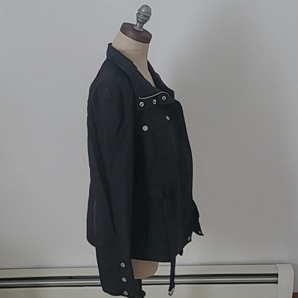 Nine West M Black Lightweight Moto Buckle Spring/Fall Outerwear Jacket - Picture 7 of 12